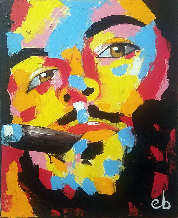 Peinture portrait de Che Guevara par EB à la manière de Françoise Nielly