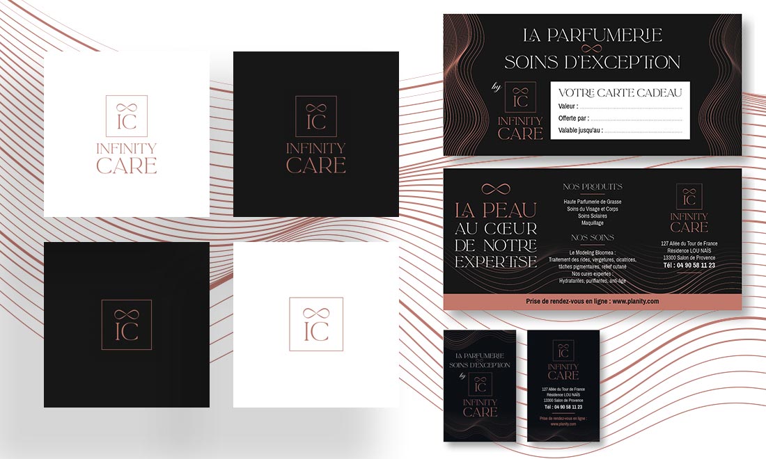 Identite visuelle Infinity Care, centre de soins et parfumerie Salon de Provence
