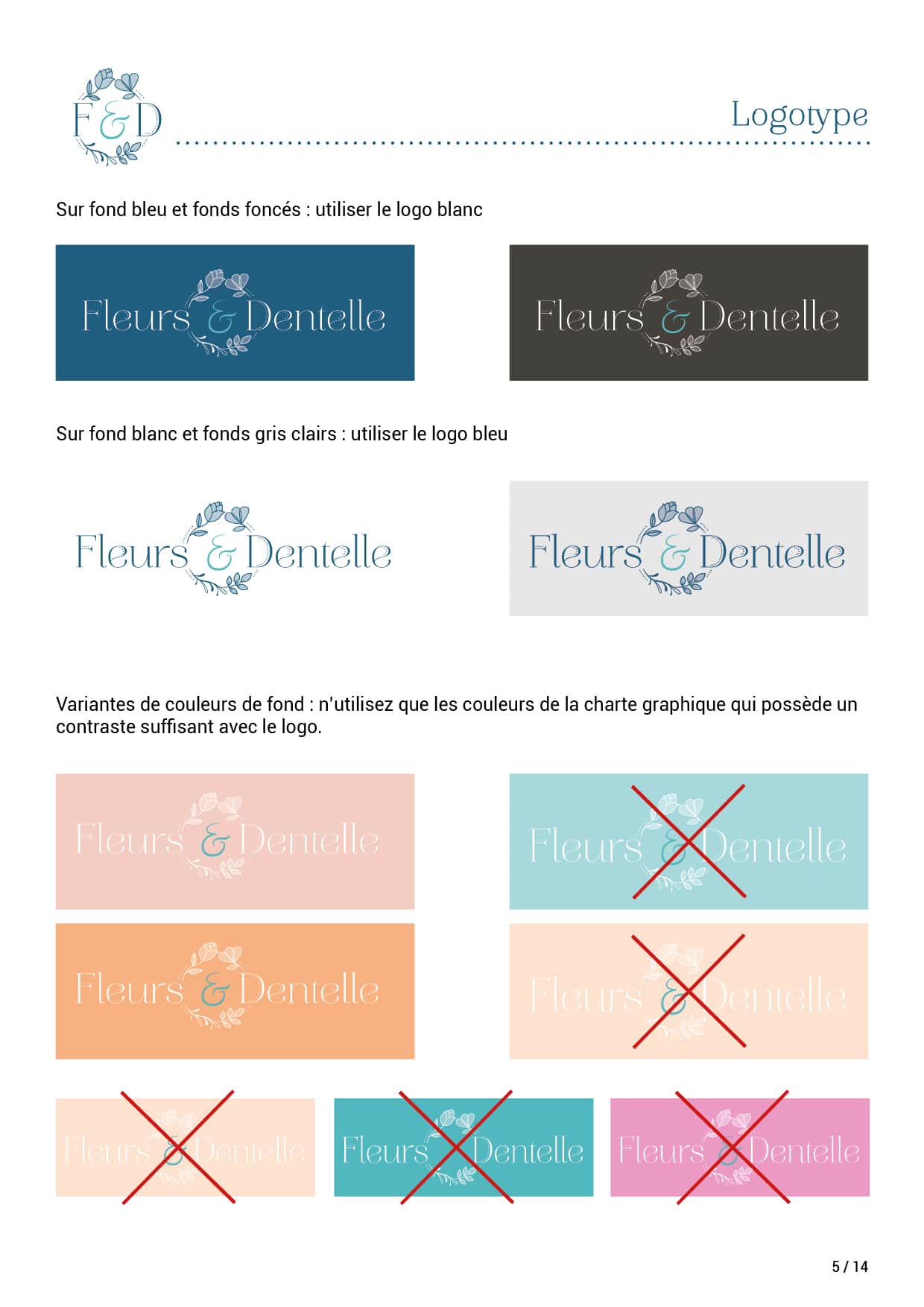 Charte Graphique de marque Fleurs & Dentelle